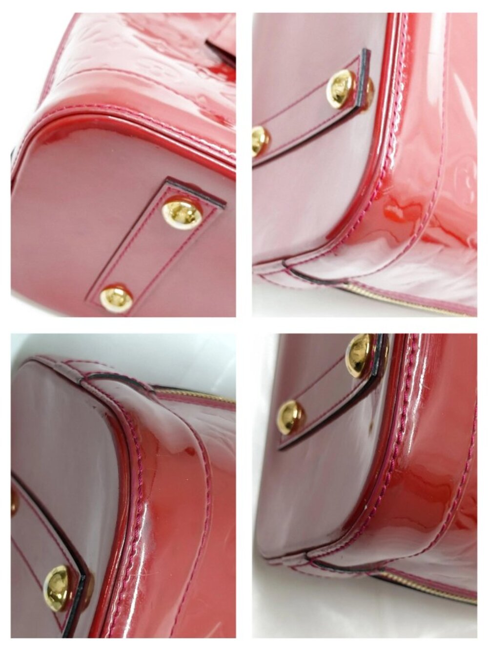Authentic Louis Vuitton Alma GM Vernis Red Patent Leather Satchel Handbag LV - Picture 10 of 16